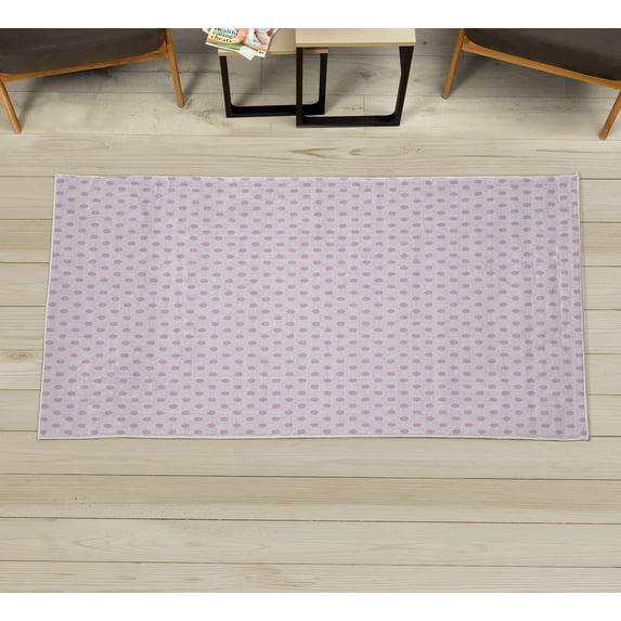 Polka Dots Decorative Rug, Tiny Little Retro Circles Vintage Style Geometric Round Motifs Composition, Quality Carpet for Bedroom Dorm and Living Room, 6 Sizes, Pale Mauve, by Ambesonne