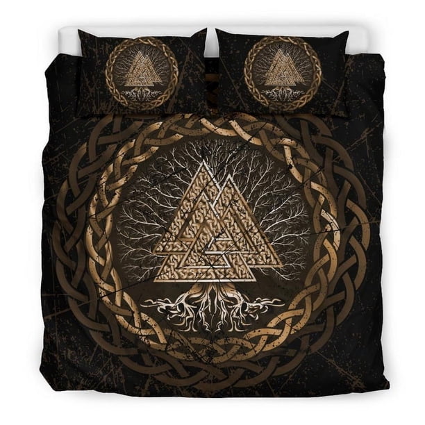 Juego De Cama Vikingo, Celta Y Valknut Y Árbol De La Vida Yggrdrasil Rlt12