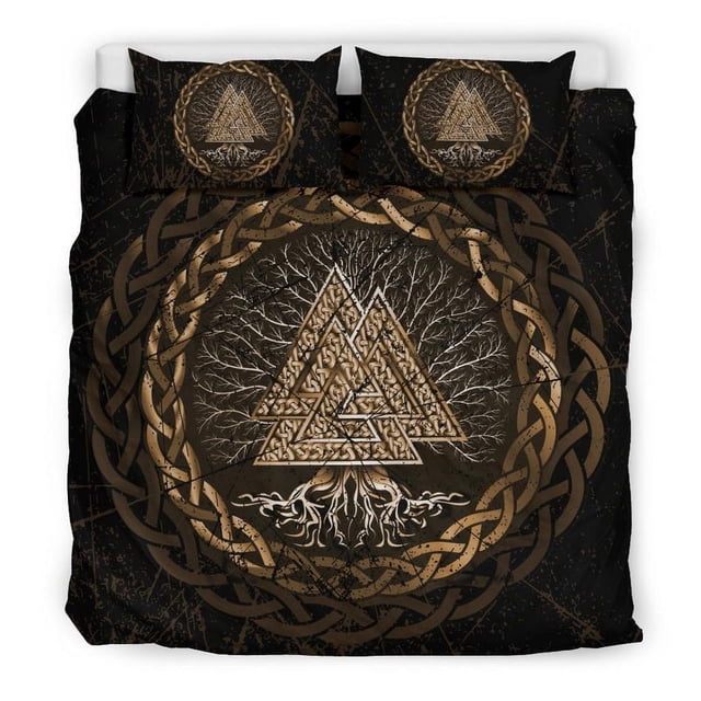 Juego De Cama Vikingo, Celta Y Valknut Y Árbol De La Vida Yggrdrasil Rlt12