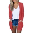 thumbnail image 2 of SDNall Lightweight Cardigans for Women Color Long Sleeve Casual Tops Blouse with Pocket Cardigan Womens Cardigan (Watermelon Red, Sizes S-XXL), 2 of 7