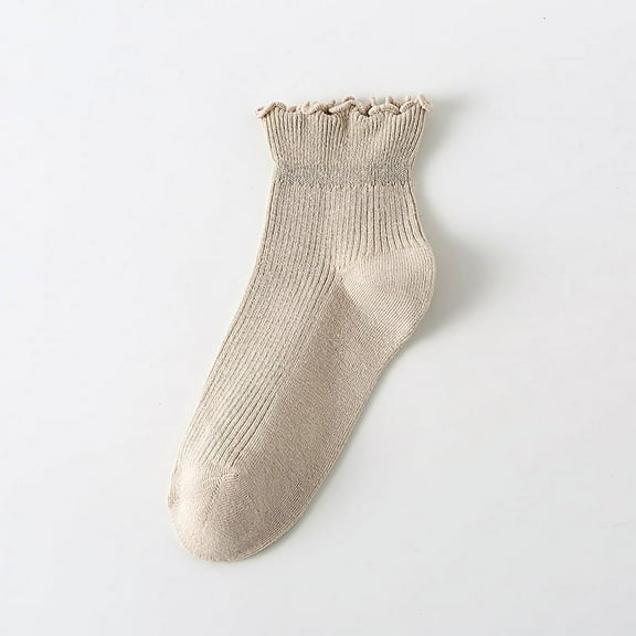 Nvzi-a 3 pairs of Womens Cotton Crew Socks, Thin Soft Comfort Breathable Dress Socks, Above Ankle Crew Socks for Business, Casual，(Khaki）