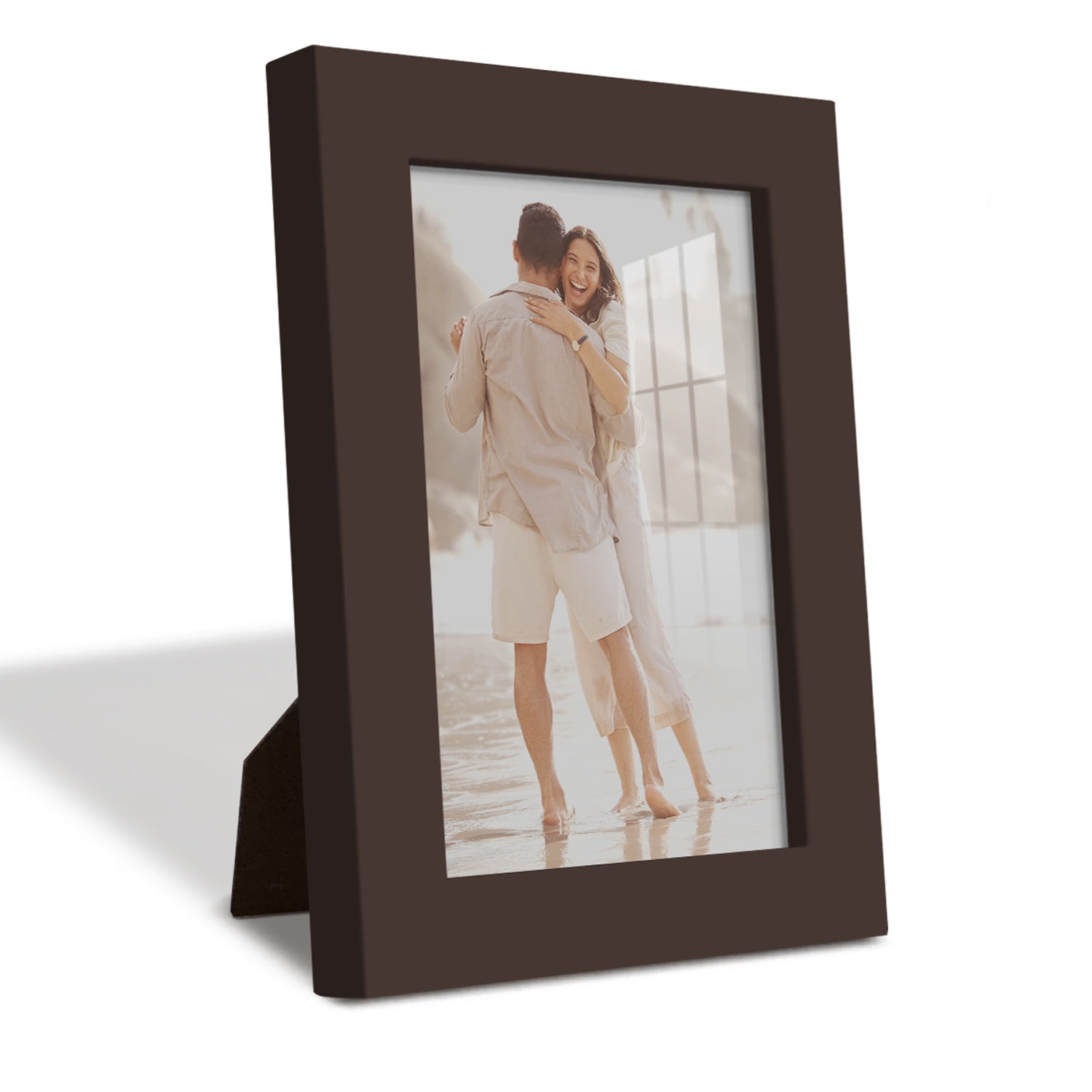 Modern 4 in. x 6 in. Brown Picture Frame (Set of 2)