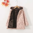 thumbnail image 7 of Girls Hooded Trench Coat Winter Pea Coat Warm Overcoat Elegant Notched Collar Jacket with Pocket Solid Color Casual Windbreaker Children's Parka for School Pink 3-4 Years, 7 of 7