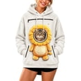 thumbnail image 2 of Mifsaly Women Pet Carrier Hoodie Lion Pattern Sherpa Fleece Hooded Sweatshirt with Cat Pouch Warm Long Sleeve Fall Winter Pullover for Pets Lovers White,XL, 2 of 5