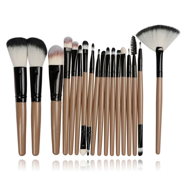 18-Piece Professional Makeup Brush Set with Synthetic Fiber Bristles - Includes Fan Brush & Powder Brush (Model 7#), Soft Skin-Friendly Tools for Beginners & Pros, Portable Size for Daily Use &