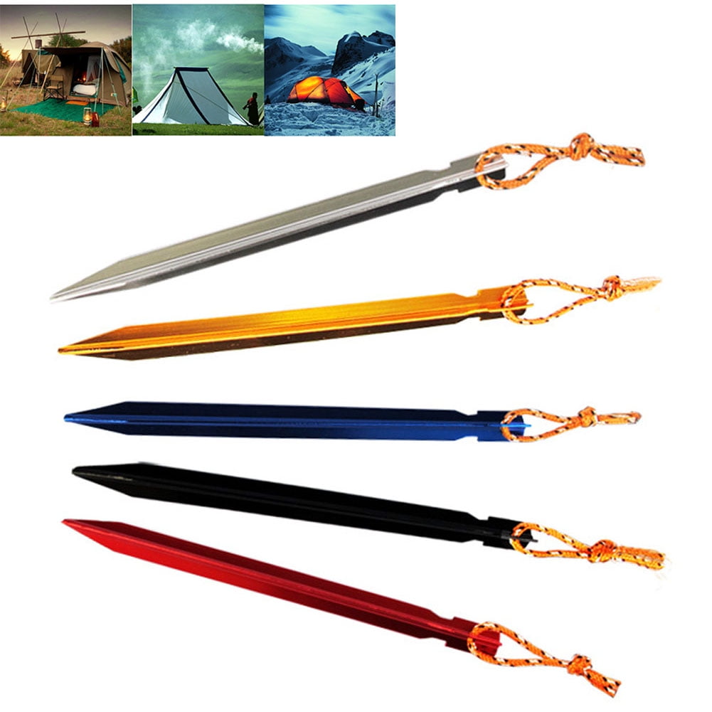10Pcs 18cm Aluminum Alloy Outdoor Camping Trip Tent Peg Ground Nail Stakes 8LE 