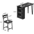 thumbnail image 2 of Bar Table Set of 2 with 3 Storage Shelves, Extendable Dining Table with 2 Cushioned Chairs, Small 3Pcs Counter Height Table Set for Kitchen, Coffee Shop, Black, 2 of 8