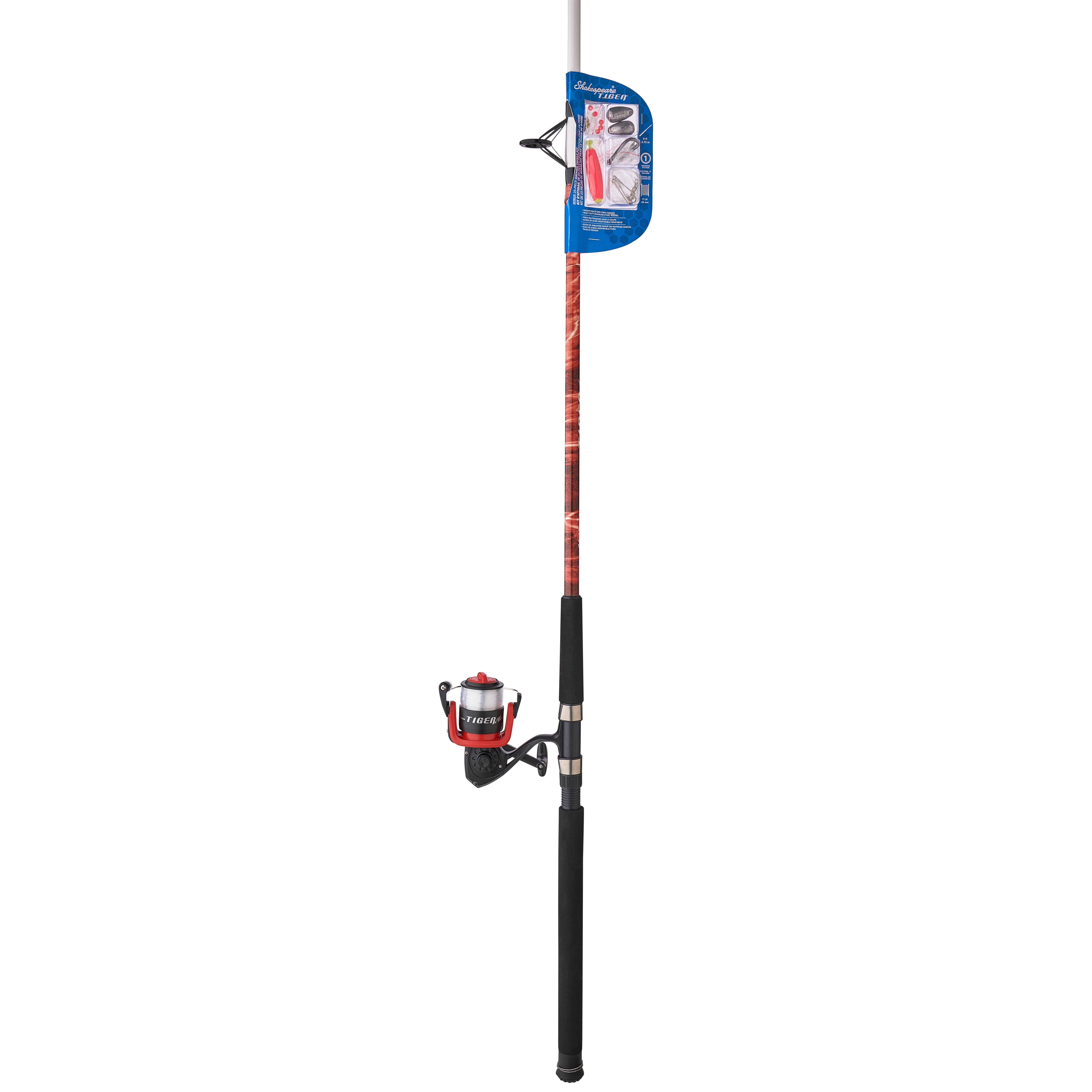 Shakespeare Tiger Catfish Spinning Mossy Oak Combo, 9' Rod and Reel Combo with Tackle Pack