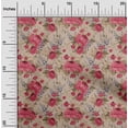 thumbnail image 1 of oneOone Cotton Silk Light Beige Fabric Stripe|Leaves & Floral Artistic Dress Material Fabric Print Fabric By The Yard 42 Inch Wide, 1 of 4