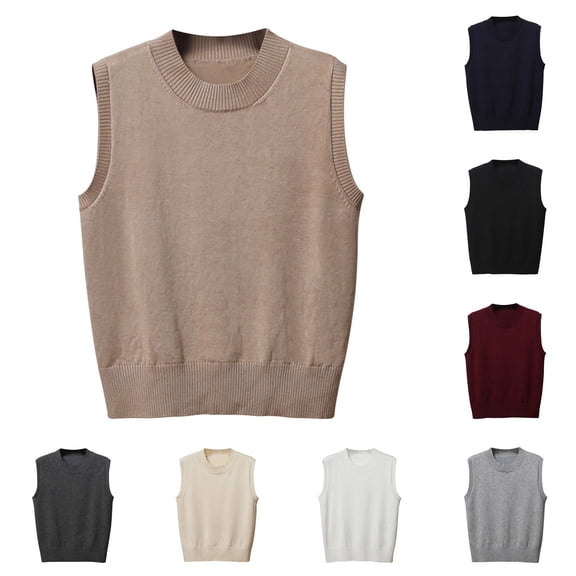 Aboser Sleeveless Sweater Vest for Women V Neck Knit Tank Top Loose Casual Knit Pullover Tunics Cozy Soft Uniform Vests Solid Color Fall Waistcoat Navy L