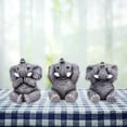 thumbnail image 3 of 3Pcs Baby Elephant Statue Sculpture Resin Figurine Ornaments for Office Home gray, 3 of 8