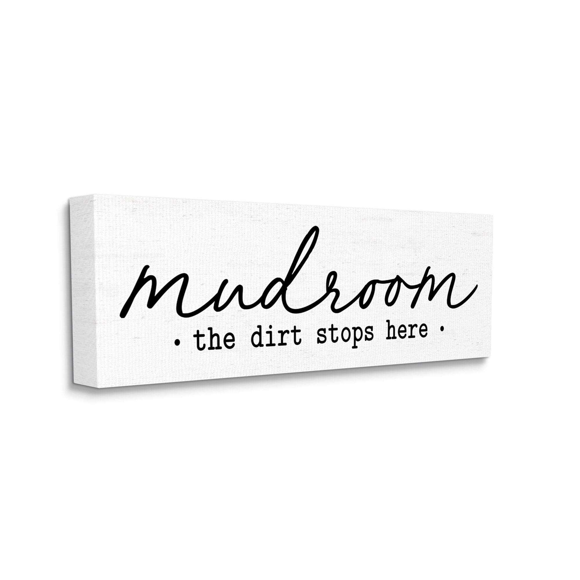 Stupell Industries Dirt Stops Here Mudroom Sign Rustic Grain Pattern Graphic Art Gallery Wrapped Canvas Print Wall Art, Design by Lettered and Lined