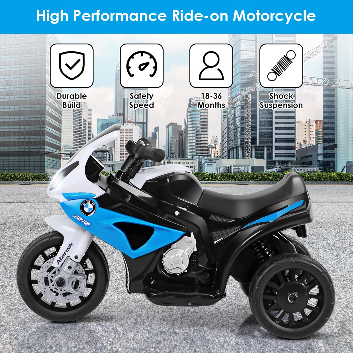 Infans Kids Ride On Motorcycle BMW Licensed 6V Electric 3 Wheels Bicycle w/ Music&Light