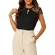 thumbnail image 1 of Blusa de manga corta con panel de malla y cuello con volantes de INSPIRE CHIC Negro S, 1 of 6
