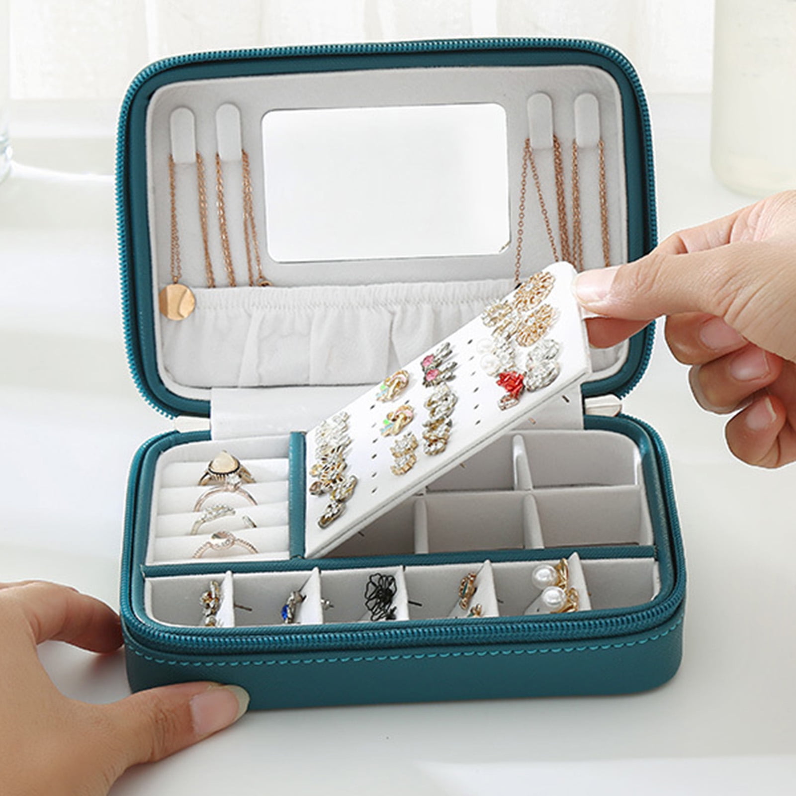 Cheers US Travel Jewelry Case,Double Layer Jewelry Travel Box,Travel