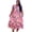 Pink, variant on Pink Plus Size Floral Print Babydoll Maxi Dress
