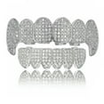 thumbnail image 3 of QQTDFG 14K Gold Plated CZ Teeth Grillz Hip Hop Top Bottom Mouth Silver Grill Set Custom-Style D-Gold-Top, 3 of 9