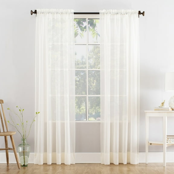 Mainstays Marjorie Sheer Voile Rod Pocket Single Curtain Panel, 1 Panel, Ivory, 59"W x 95"L
