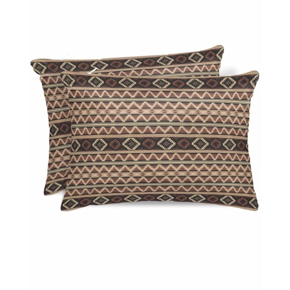 Hokiten King Size Pillow Cases Set of 2, Pillow Covers for Bed, Brown Geometric Satin Pillowcases with Zipper for Hair/Skin, Pillow Protector Cover, Southwestern Ethnic Vintage 20x36 Inches