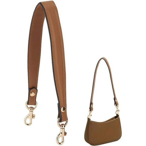 Brown Genuine Leather Handle Purses Strap 50cm(20 Inch) Purse Straps Replacement Shoulder Bag Strap with Clasps for Handbag Tote Briefcase Handbag Making Underarm Bag DIY