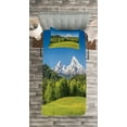 thumbnail image 3 of Ambesonne Scenery Quilted Bedspread Set 2 Pcs, Bavarian Alps Village, Twin Size, Forest Green Fern Green, 3 of 3