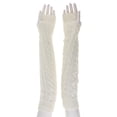 thumbnail image 2 of Gants Longs d'Hiver Sans Doigts avec Trou pour Pouce pour Femmes Blancs, 2 of 7