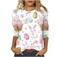 thumbnail image 3 of lcziwo Easter Day Easter Egg Shirts for Women 2025 Funny Rabbit Graphic Tees Tops Casual Crew Neck T Shirts Loose Plus Size Blouse White L, 3 of 6