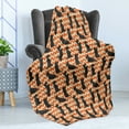 thumbnail image 4 of Scottie Dog Soft Flannel Fleece Throw Blanket, Sketched Puppies on a Crooked Chevron Zigzag Backdrop, Cozy Plush for Indoor and Outdoor Use, 60" x 80", Dark Orange Cream, by Ambesonne, 4 of 5