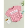 thumbnail image 4 of Baby Girls Summer Casual Romper Short Sleeve Round Neck Letter Print Loose Fit Playsuit, 4 of 9