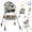 gray, variant on YUCHANG 4-in-1 Baby High Chair, Foldable Convertible Toddler Booster Seat with Double Removable Tray, 5-Point Harness & Lockable Wheels, Blue