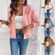 thumbnail image 2 of Nuevo estilo, cárdigan de punto dulce con flores de ganchillo a mano, chaqueta para mujer, suéter holgado informal de estilo perezoso, 2 of 4