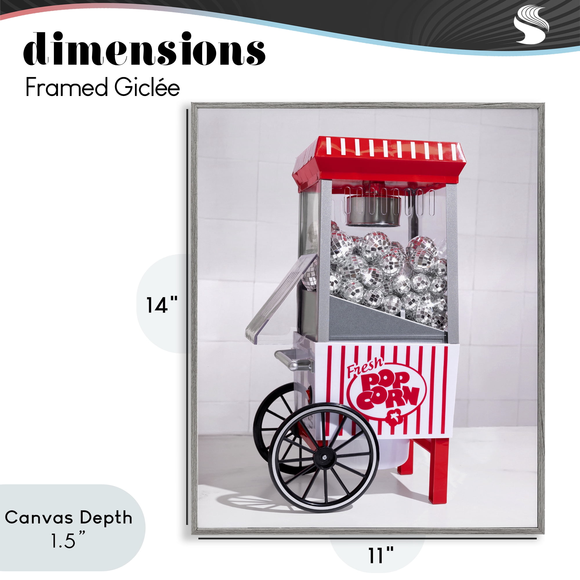Stupell Industries Fun Disco Popcorn Machine Gray Framed Giclee Art, design by LISH Creative
