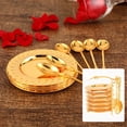 thumbnail image 4 of yuksok Zinc Alloy Dinnerware Set Plate Spoon Golden with Storage Rack Organizer Dish, 4 of 8