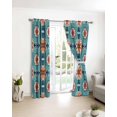 thumbnail image 3 of Orange Teal Blue Blackout Curtains for Bedroom/Living Room, Thermal Insulated Kitchen Curtains, Modern Abstract Floral Ethnic Grommet Darkening Window Treatment Drapes 27.5"x39"x2, 3 of 8