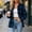 *Dark Blue, variant on Women's Lapel Collar Long Sleeve Plaid Button Down Shirt,Casual Loose Check Blouse Dark Gray,Women's Plus M