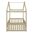 thumbnail image 5 of Twin Size House Bed Solid Wood Floor Bed Frame with Fence Guardrails and Roof Montessori Bed Playhouse Bed for Children Girls and Boys, Natural, 5 of 7