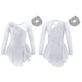 thumbnail image 1 of Yanarno Robe de Patinage Artistique à Sequins pour Filles, Robe de Danse Lyrique en Maille, Jupe de Gym, Justaucorps Blanc 6, 1 of 7
