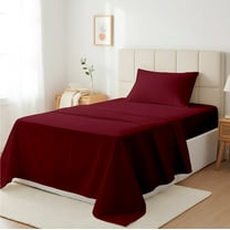 Máulli Collection 100% Cotton Bed Sheets Twin XL - 400 Thread Count Cotton Twin XL Sheets Only, 3 PC Set (Burgundy), Soft, Breathable, Cooling, Sateen Weave 16" Deep Pocket Sheets for Hot Sleepers