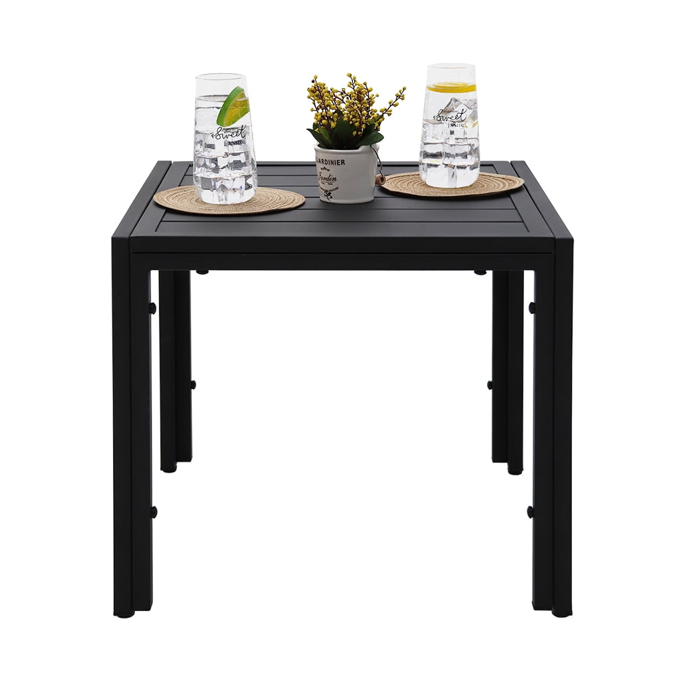 Abble 20" Square Steel Patio Side Table - All-Weather Indoor/Outdoor Accent Table End Table for Patio, Living Room, Poolside, Matte Black