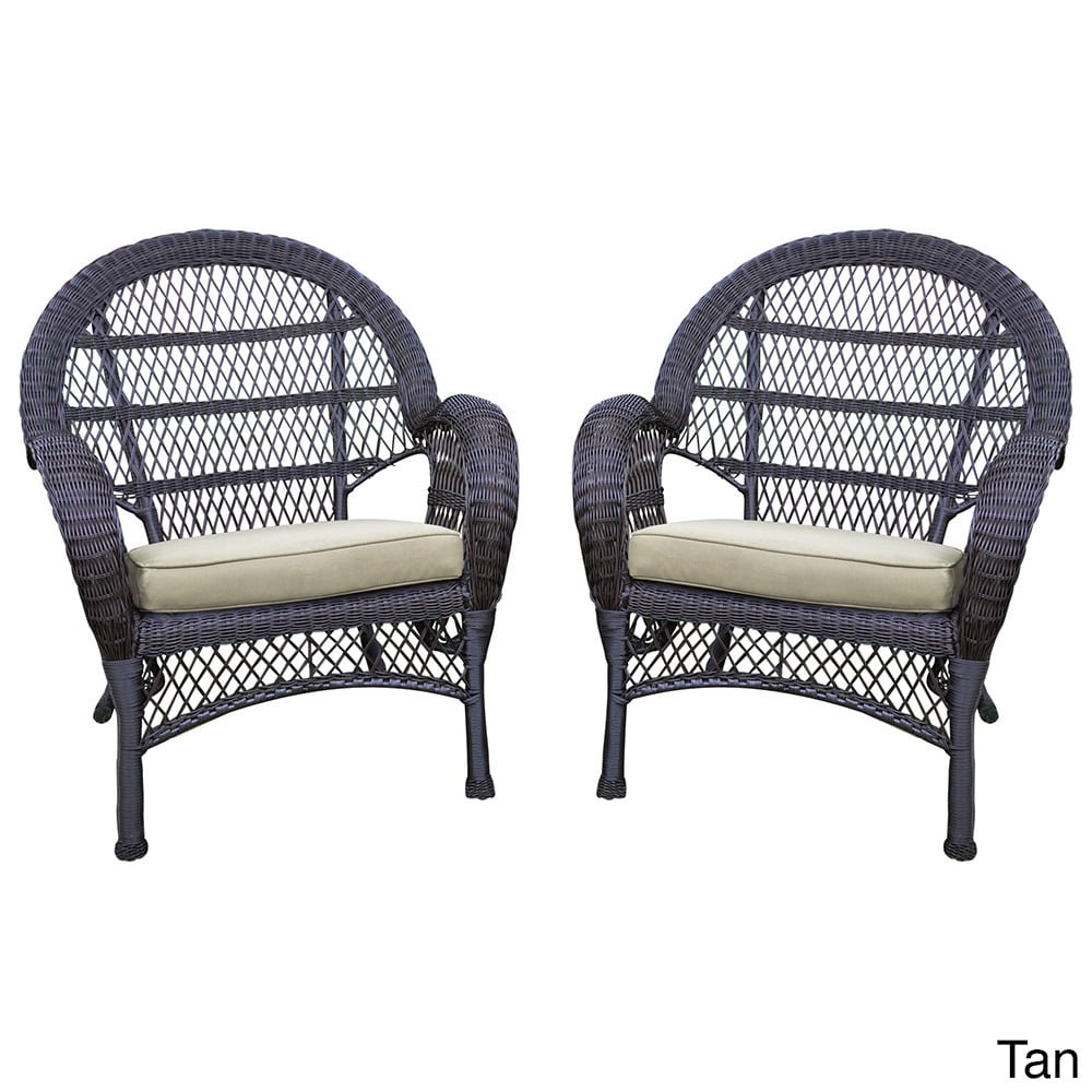 Jeco W00208 C 2 Set Of 2 Wicker Chairs Espresso Patio Furniture Accessories Patio Seating
