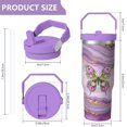 thumbnail image 4 of 30 Oz Tumbler Purple Butterfly Tumbler with Lid and Straw, Birthday Gift Cup for Friend Women Men Coffee Travel Mug Thanksgiving Day Halloween Christmas Gift Water Bottle, 4 of 7