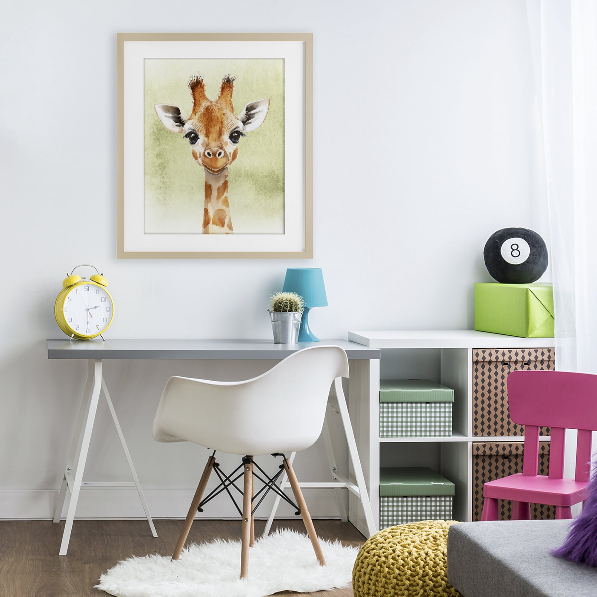 Stupell Industries Jungle Friends Baby Giraffe Birch Framed Print Under Glass, design by Christine Simpson Art