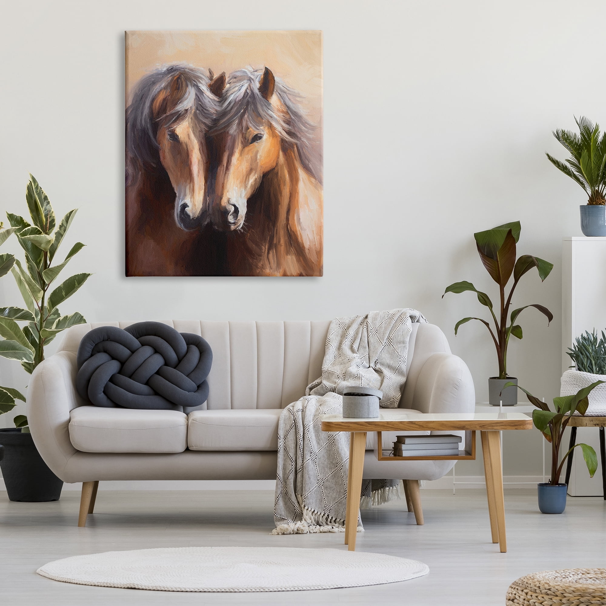 Stupell Industries Horse Twins Hugging Animals & Insects Painting Gallery Wrapped Canvas Art Print Wall Art, 36 x 48