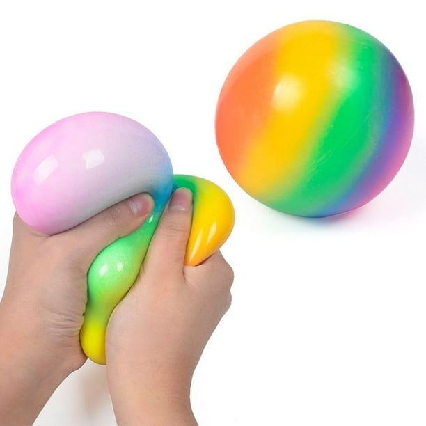 2 PACKS 1 pc arc-en-ciel balle anti-stress géante pour adultes et enfants  balle Jumbo réduire Fidget jouet Anti-Stress balle sensorielle jouet à  presser 