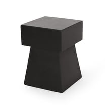 GDF Studio Karrah Outdoor Modern Lightweight Concrete Side Table, Matte Black