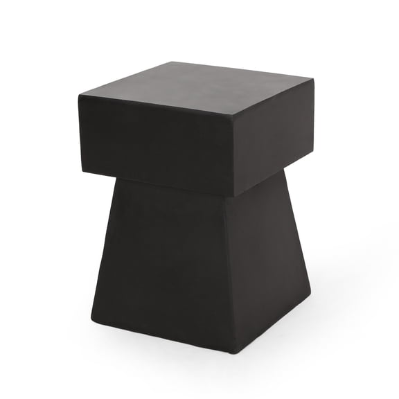 GDF Studio Karrah Outdoor Modern Lightweight Concrete Side Table, Matte Black