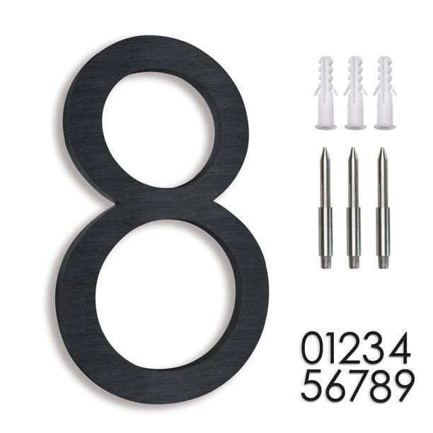 8" Address Numbers For House,Modern House Numbers Large Black Exterior