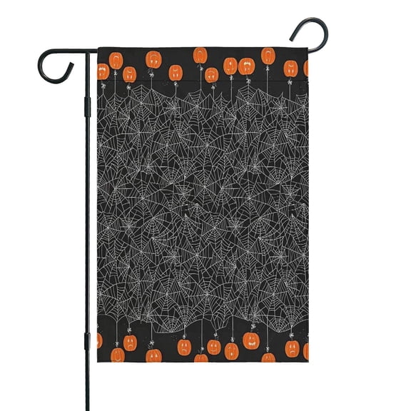 Spider Web Border Halloween Pattern Fall Garden Flags 12.5"x18" Double Side,Small Yard Flags for Outside,Outdoor Fall Decor,Autumn Funny Garden Flag Yard Decoration