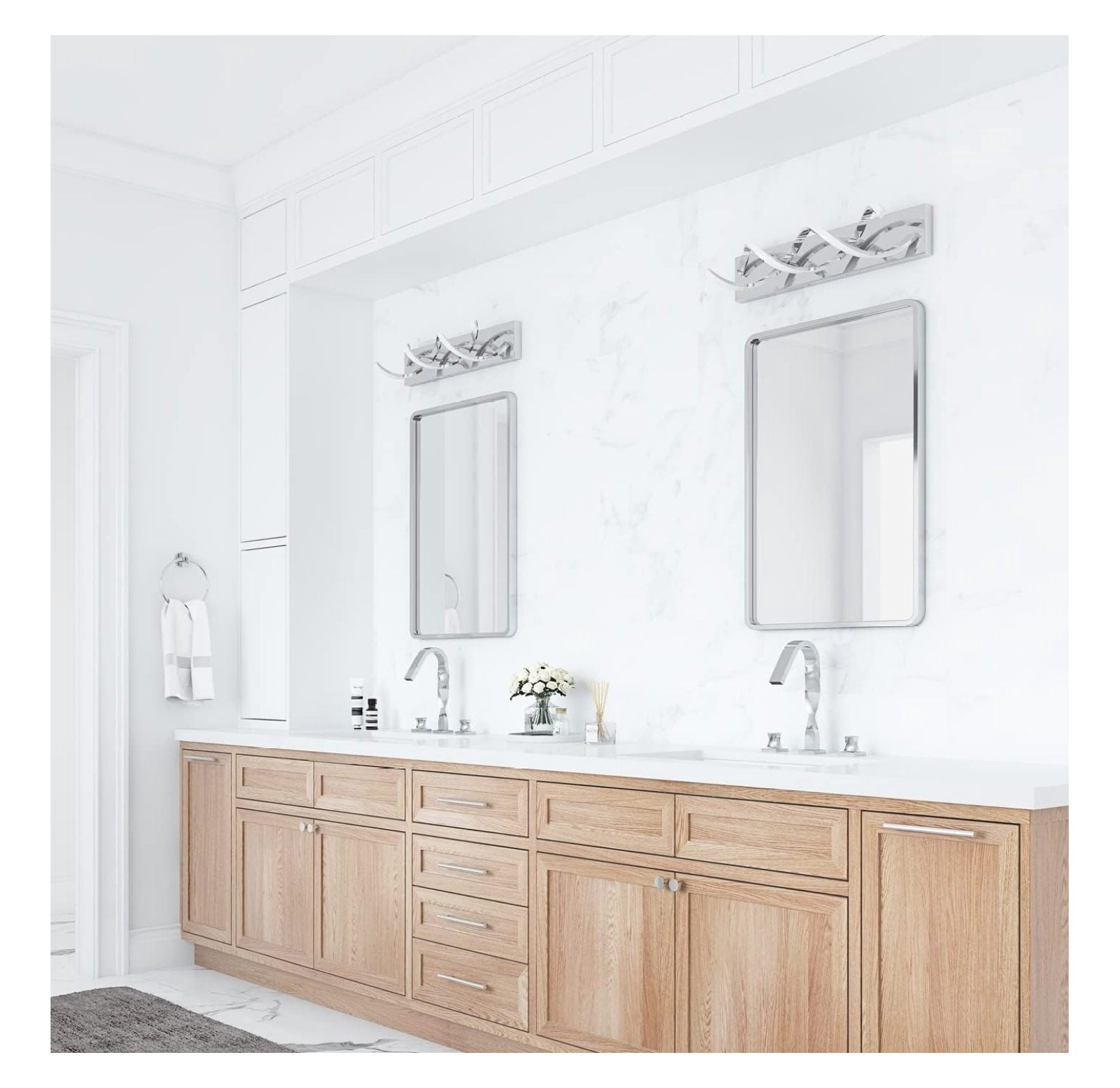 Modern LED Bathroom Vanity Lights, 1-Light Aluminium Stainless Steel Spiral Design Wall Lighting Fixture, Bathroom Sconces Wall Lighting for Living Room Entryway Bedroom Wall Sconce
