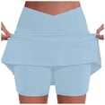 thumbnail image 1 of Conjunto de leggings con falda deportiva de cintura alta y bolsillos para mujer - Moda deportiva con cuello en V - Entrenamientos/ropa informal, 1 of 5